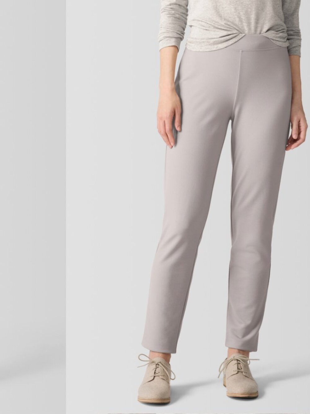 Eileen Fisher Slim Crop Tencel Ponte Pants Light Beige/Tan-Size XS
